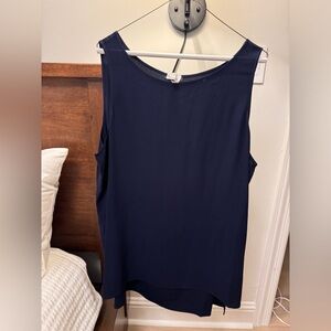 Eileen Fisher Navy Blue Silk Top XL